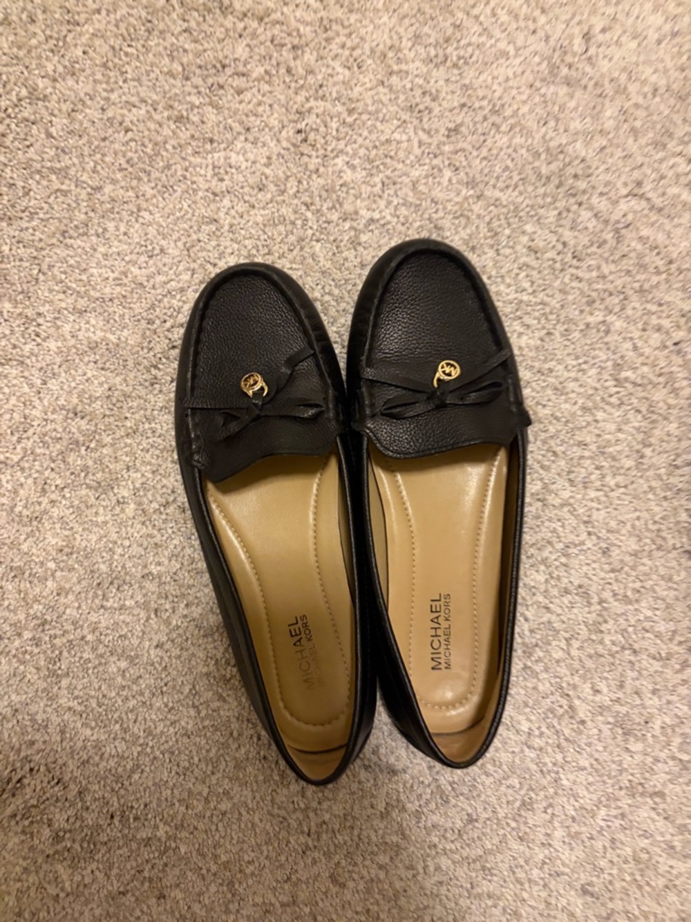 MICHAEL Michael Kors Black Leather Bow Trim Loafers